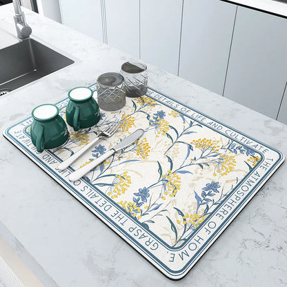 Super Absorbent Coffee Mat Draining Coffee Dish Drying Mat Quick Dry Bathroom Tableware Hide Stain Rubber Backed Absorbent Mat