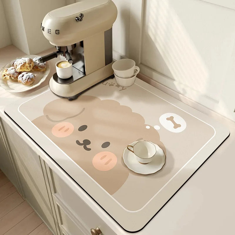 Super Absorbent Coffee Mat Draining Coffee Dish Drying Mat Quick Dry Bathroom Tableware Hide Stain Rubber Backed Absorbent Mat