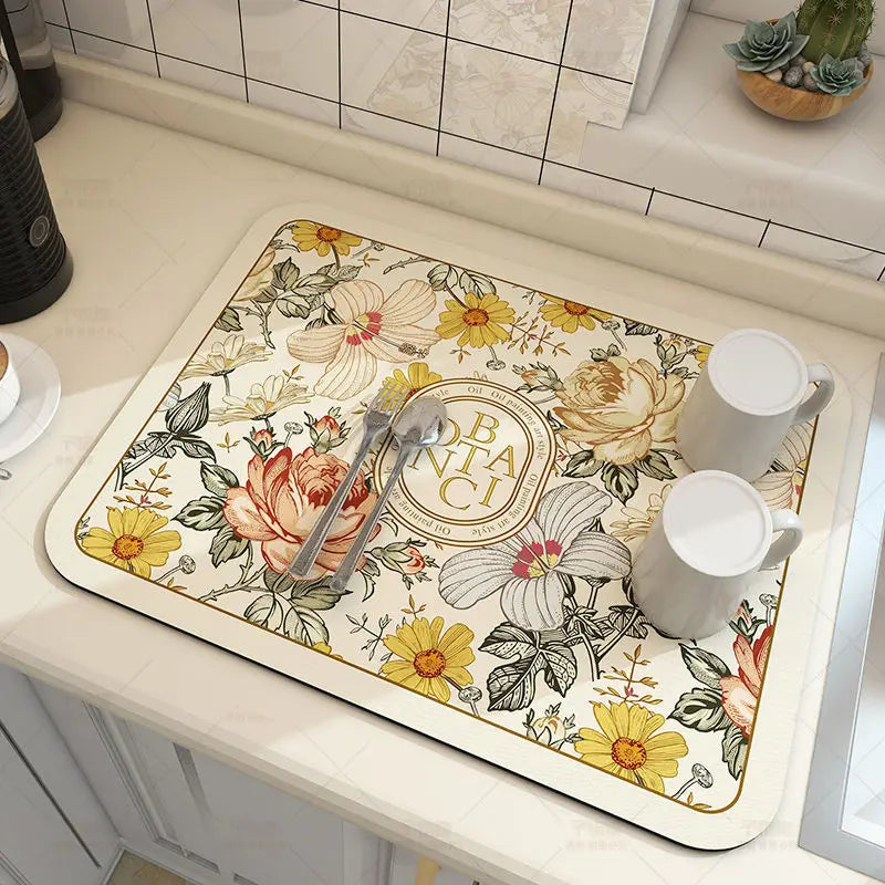 Super Absorbent Coffee Mat Draining Coffee Dish Drying Mat Quick Dry Bathroom Tableware Hide Stain Rubber Backed Absorbent Mat