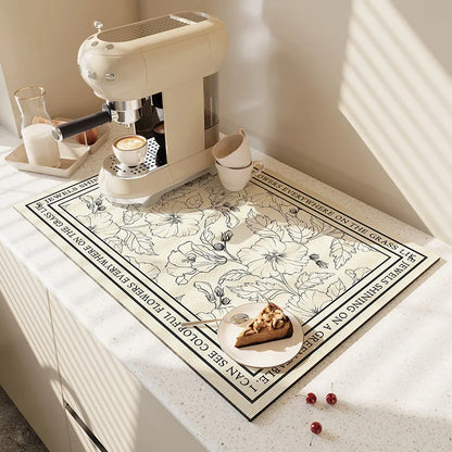 Super Absorbent Coffee Mat Draining Coffee Dish Drying Mat Quick Dry Bathroom Tableware Hide Stain Rubber Backed Absorbent Mat