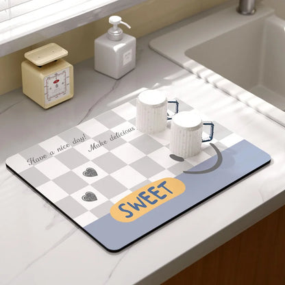 Super Absorbent Coffee Mat Draining Coffee Dish Drying Mat Quick Dry Bathroom Tableware Hide Stain Rubber Backed Absorbent Mat