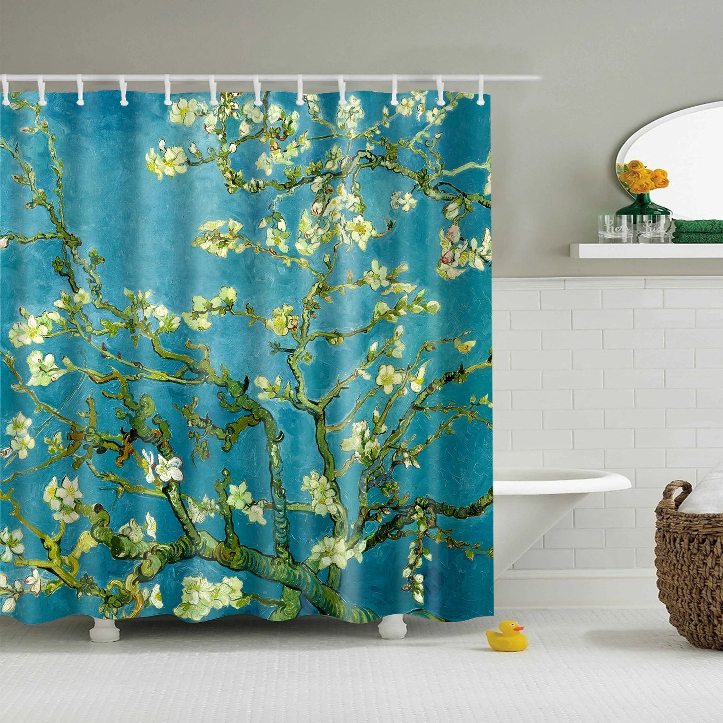 Tropical Green Plant Leaf Palm Cactus Shower Curtains Bathroom Curtain Frabic Waterproof Polyester Bathroom Curtain with Hooks