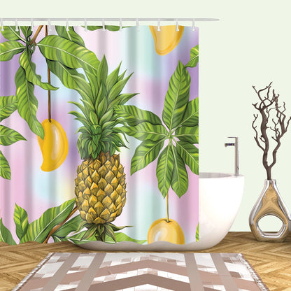 Tropical Green Plant Leaf Palm Cactus Shower Curtains Bathroom Curtain Frabic Waterproof Polyester Bathroom Curtain with Hooks