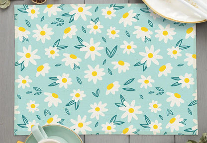 Tropical Plant Leaf Print Dining mat 32x45cm Linen Placemat Eucalyptus leaves Rose Flower Plant Drinking Cup Coaster Mats & Pads