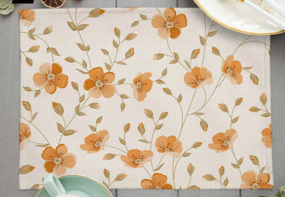 Tropical Plant Leaf Print Dining mat 32x45cm Linen Placemat Eucalyptus leaves Rose Flower Plant Drinking Cup Coaster Mats & Pads