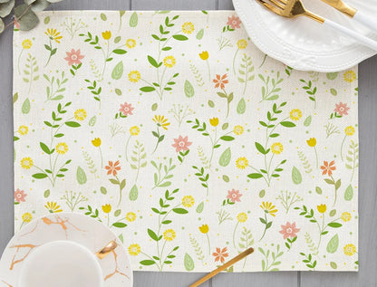 Tropical Plant Leaf Print Dining mat 32x45cm Linen Placemat Eucalyptus leaves Rose Flower Plant Drinking Cup Coaster Mats & Pads