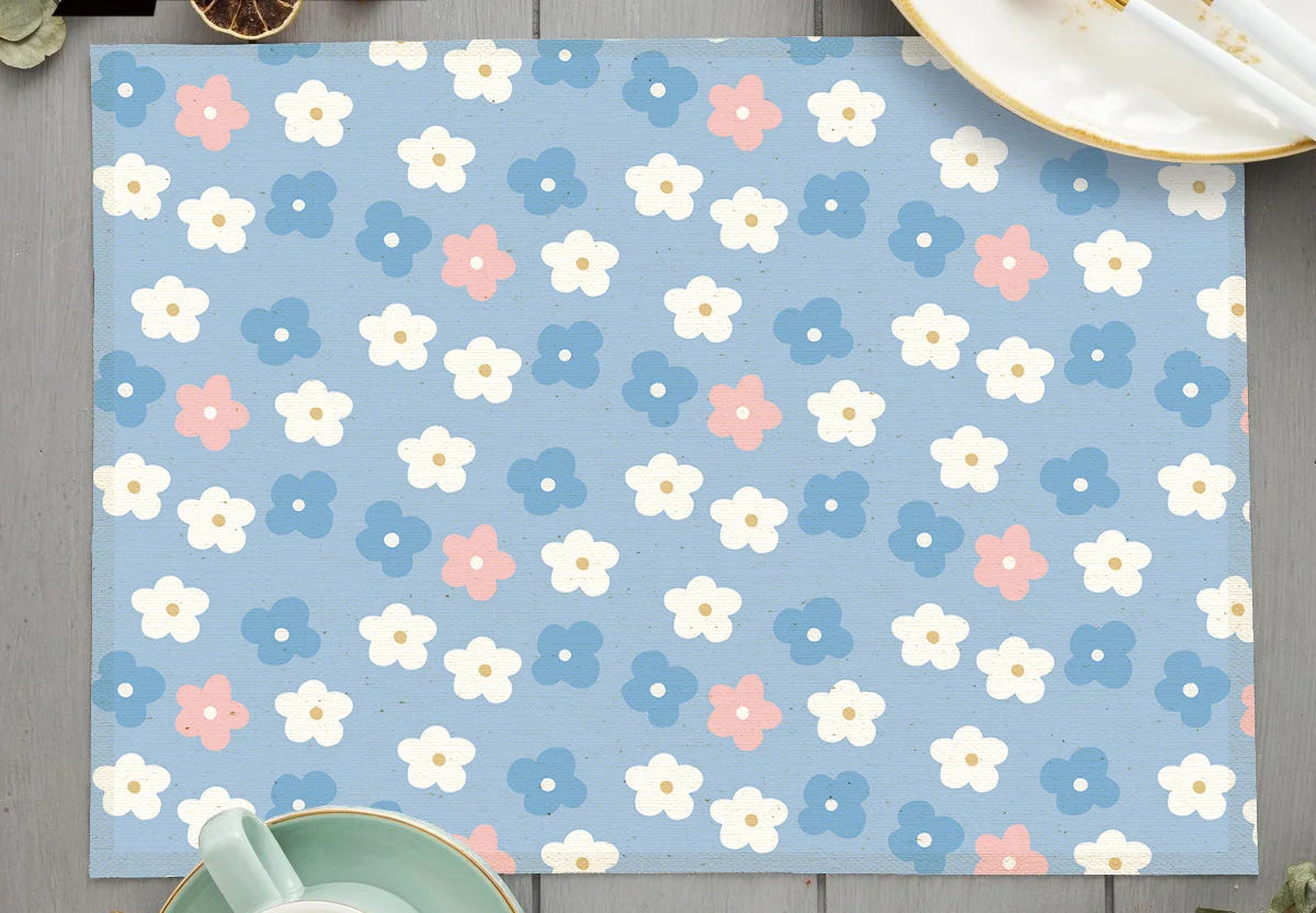 Tropical Plant Leaf Print Dining mat 32x45cm Linen Placemat Eucalyptus leaves Rose Flower Plant Drinking Cup Coaster Mats & Pads
