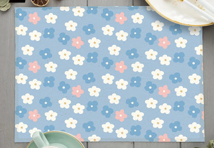 Tropical Plant Leaf Print Dining mat 32x45cm Linen Placemat Eucalyptus leaves Rose Flower Plant Drinking Cup Coaster Mats & Pads