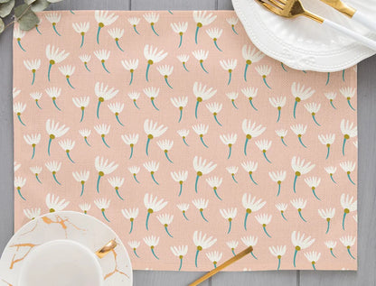 Tropical Plant Leaf Print Dining mat 32x45cm Linen Placemat Eucalyptus leaves Rose Flower Plant Drinking Cup Coaster Mats & Pads
