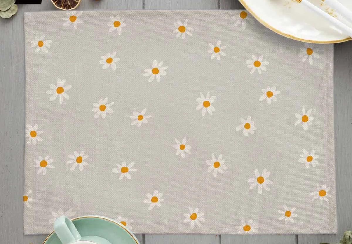 Tropical Plant Leaf Print Dining mat 32x45cm Linen Placemat Eucalyptus leaves Rose Flower Plant Drinking Cup Coaster Mats & Pads