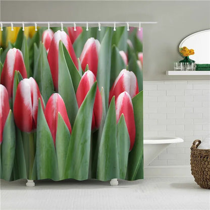 Tropical Plant Palm Leaf Cactus Lavender Bathroom Curtain Shower Curtains Bath Screen Frabic Waterproof Polyester with Hooks