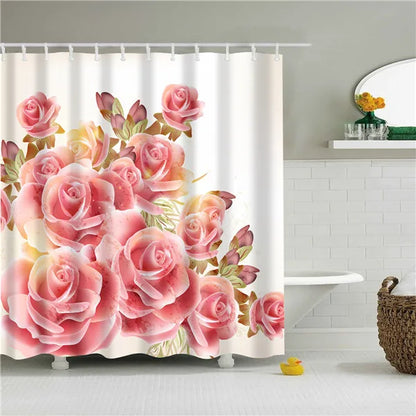 Tropical Plant Palm Leaf Cactus Lavender Bathroom Curtain Shower Curtains Bath Screen Frabic Waterproof Polyester with Hooks