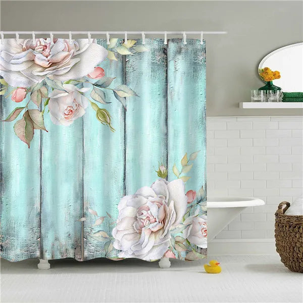 Tropical Plant Palm Leaf Cactus Lavender Bathroom Curtain Shower Curtains Bath Screen Frabic Waterproof Polyester with Hooks