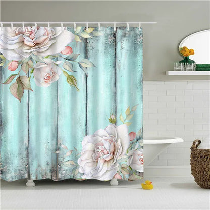 Tropical Plant Palm Leaf Cactus Lavender Bathroom Curtain Shower Curtains Bath Screen Frabic Waterproof Polyester with Hooks