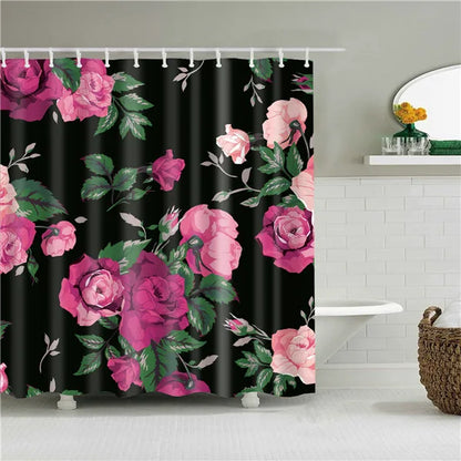 Tropical Plant Palm Leaf Cactus Lavender Bathroom Curtain Shower Curtains Bath Screen Frabic Waterproof Polyester with Hooks