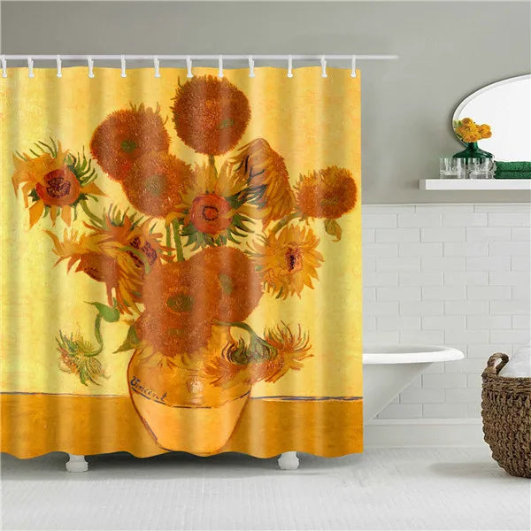 Tropical Plant Palm Leaf Cactus Lavender Bathroom Curtain Shower Curtains Bath Screen Frabic Waterproof Polyester with Hooks