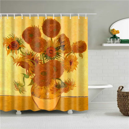 Tropical Plant Palm Leaf Cactus Lavender Bathroom Curtain Shower Curtains Bath Screen Frabic Waterproof Polyester with Hooks