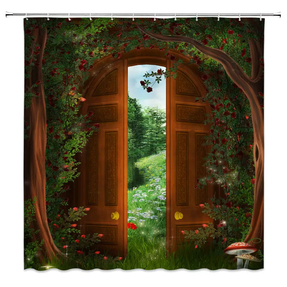 Vintage Shower Curtain,Historical French Revolution Sketch with Napoleon and Woman In Garden Artwork,Bathroom Curtain with Hooks