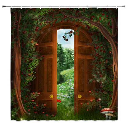 Vintage Shower Curtain,Historical French Revolution Sketch with Napoleon and Woman In Garden Artwork,Bathroom Curtain with Hooks