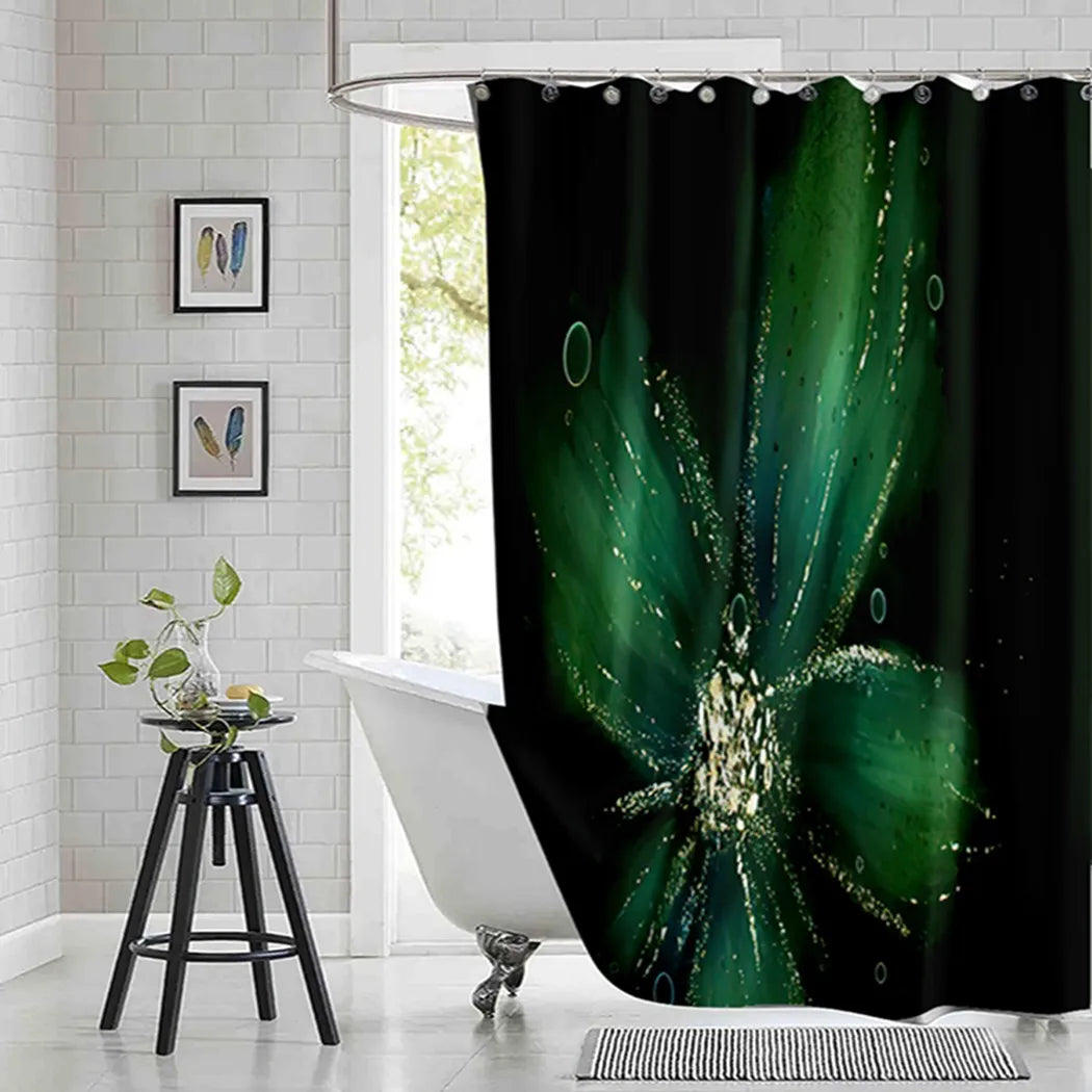 Violet Cyan Liquid Marble Bathroom Shower Curtains Gold Lines Turquoise Printed Waterproof Polyester Bathtub Curtains With Hooks