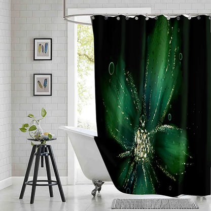 Violet Cyan Liquid Marble Bathroom Shower Curtains Gold Lines Turquoise Printed Waterproof Polyester Bathtub Curtains With Hooks