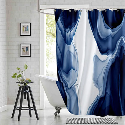 Violet Cyan Liquid Marble Bathroom Shower Curtains Gold Lines Turquoise Printed Waterproof Polyester Bathtub Curtains With Hooks