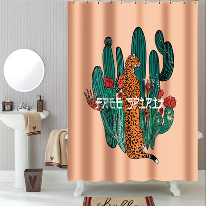 Waterproof Bath Curtains 100% Polyester Fabric Shower Curtain Thinking Elephant Printed Home Decoration Background Screen Decor