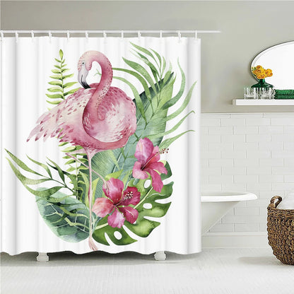 Waterproof Fabric Bathroom Curtains Flamingo Birds Plant Shower Curtain 3D Printing Decor with Hooks Bath Screen Bathroom Decor
