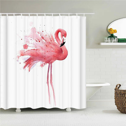 Waterproof Fabric Bathroom Curtains Flamingo Birds Plant Shower Curtain 3D Printing Decor with Hooks Bath Screen Bathroom Decor
