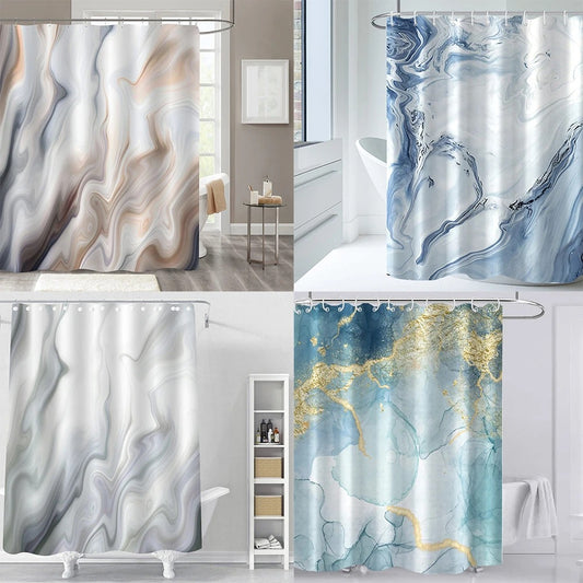 Delicate Gradient Shower Curtain Modern Minimalist Blue Green BAthroom Curtain Art Bathroom Waterproof Decoration With Hooks
