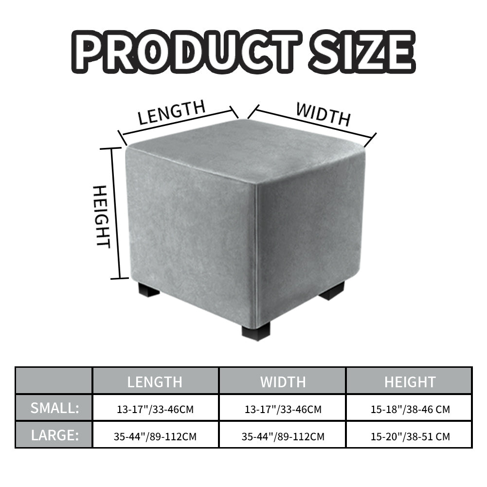 Ottoman Covers Slipcover Square Ottoman Covers Protector for Footrest Foot Stool Furniture Stretch Comfortable Velvet with Elastic Bottom