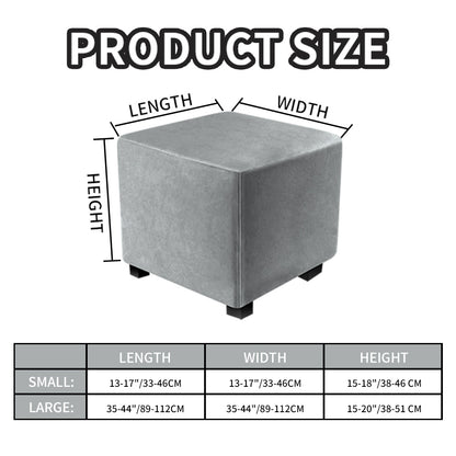 Ottoman Covers Slipcover Square Ottoman Covers Protector for Footrest Foot Stool Furniture Stretch Comfortable Velvet with Elastic Bottom