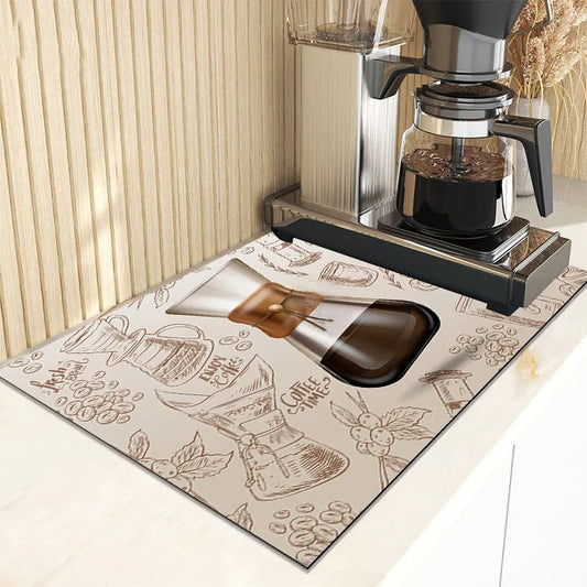 Kitchen Drain Pad Absorbent Dish Drying Mat Countertop Protector Placemat Tableware Dinnerware Mat Draining Cup Bottle Placemat
