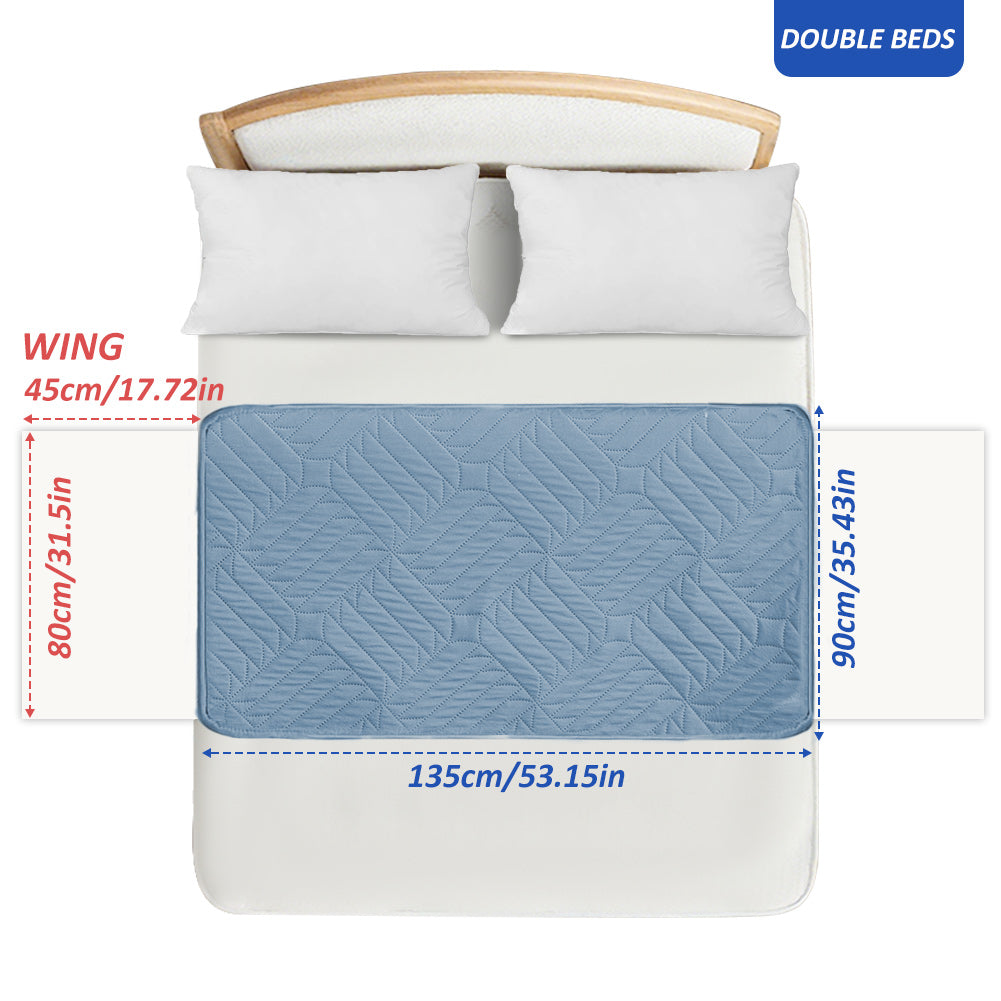 Washable incontinence pads with wings, waterproof mattress protector, reusable absorbent sheet for incontinence and bedwetting, non-slip underside
