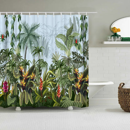 Chinese Style Flower and Birds Tree Shower Curtains Bath Curtain Waterproof Bathroom Decor With Hooks 3d Printing Bath Curtain