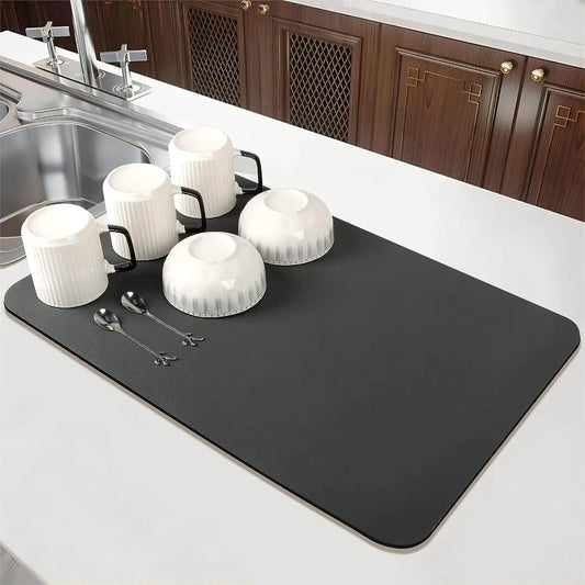 Super Absorbent Coffee Mat Draining Coffee Dish Drying Mat Quick Dry Bathroom Tableware Hide Stain Rubber Backed Absorbent Mat