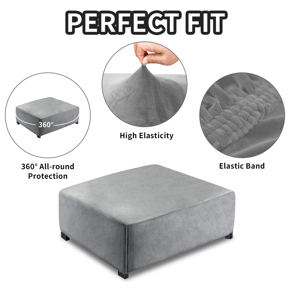 Ottoman Covers Slipcover Square Ottoman Covers Protector for Footrest Foot Stool Furniture Stretch Comfortable Velvet with Elastic Bottom