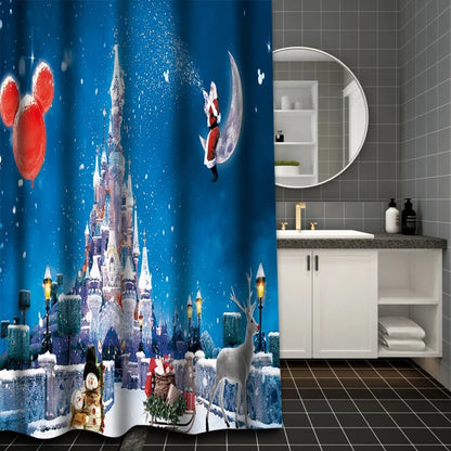 Christmas Bathing Curtain  Bathroom Shower Curtain Waterproof With 12 Hooks Home Deco 100% Polyester Washable