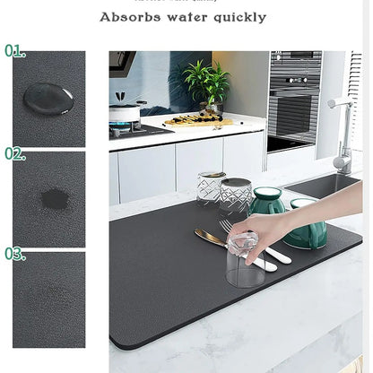Large Kitchen Super Absorbent Mat Solid color Dish Draining Mat Drying Mat Quick Dry Bathroom Drain Pad Kitchen