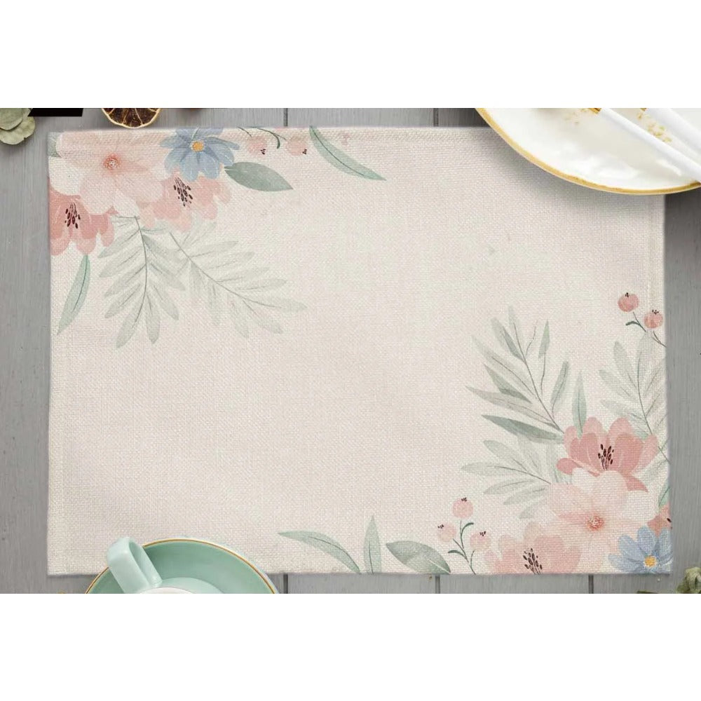 Tropical Plant Leaf Print Dining mat 32x45cm Linen Placemat Eucalyptus leaves Rose Flower Plant Drinking Cup Coaster Mats & Pads