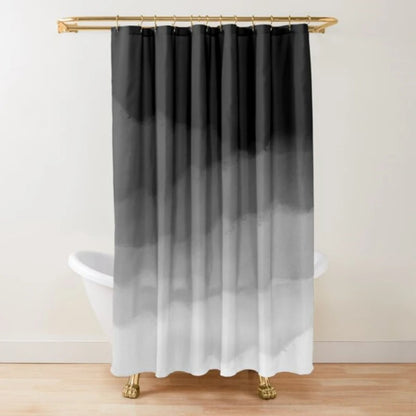 Ombre White and Black Minimal Shower Curtain Polyester Waterproof Modern Bathroom Curtains Machine Wash Bath Curtains with Hooks