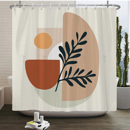 Nordic Wind Shower Curtain Rustic Geometric Morandi Color Shower Curtains Abstract Print Fabric Bathroom Bath Curtain With Hooks