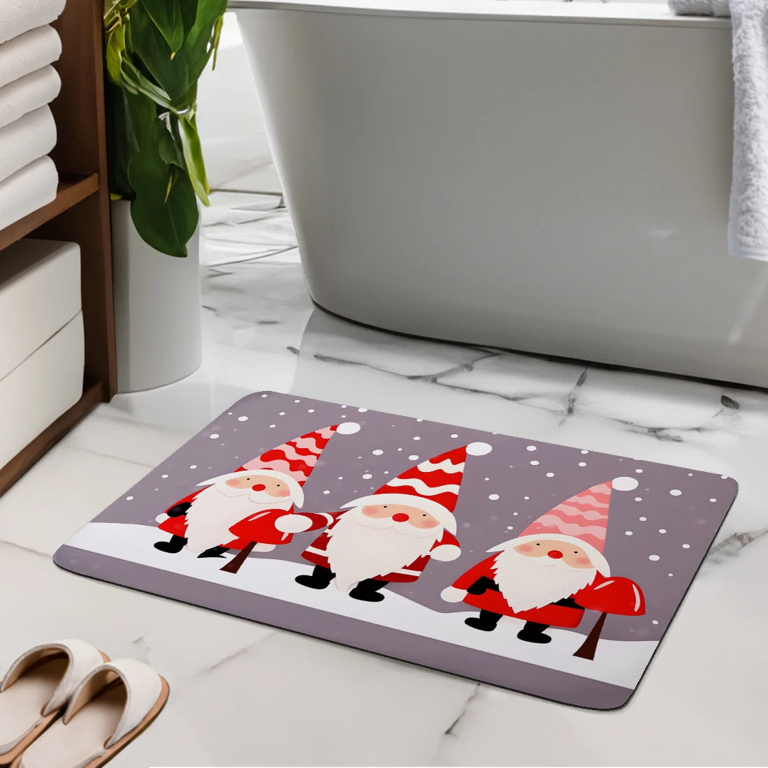 60x40cm Christmas Series Anti Slip Diatomaceous Mud Bathroom Mat Anti Slip High Water Absorbent Carpet Christmas Holiday Gifts