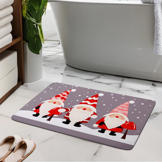60x40cm Christmas Series Anti Slip Diatomaceous Mud Bathroom Mat Anti Slip High Water Absorbent Carpet Christmas Holiday Gifts