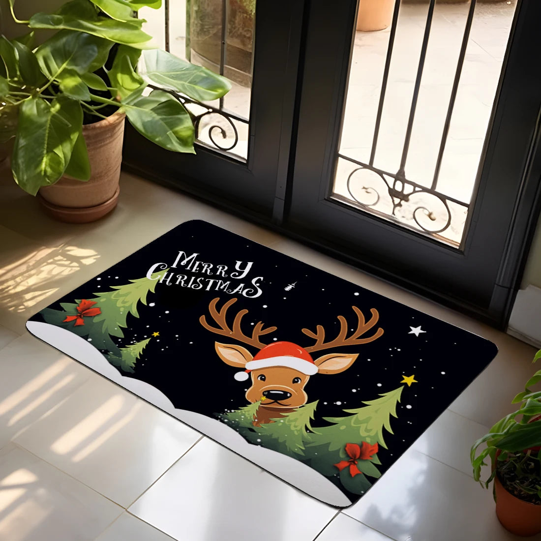 60x40cm Christmas Series Anti Slip Diatomaceous Mud Bathroom Mat Anti Slip High Water Absorbent Carpet Christmas Holiday Gifts