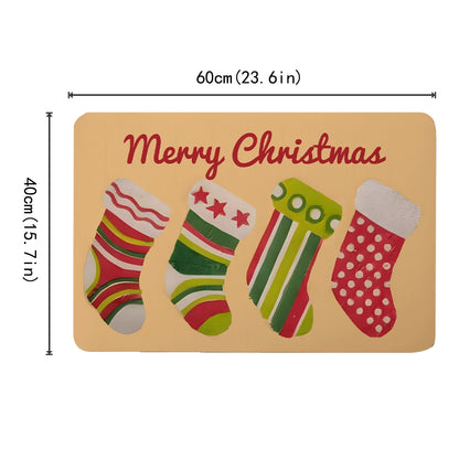 60x40cm Christmas Series Anti Slip Diatomaceous Mud Bathroom Mat Anti Slip High Water Absorbent Carpet Christmas Holiday Gifts