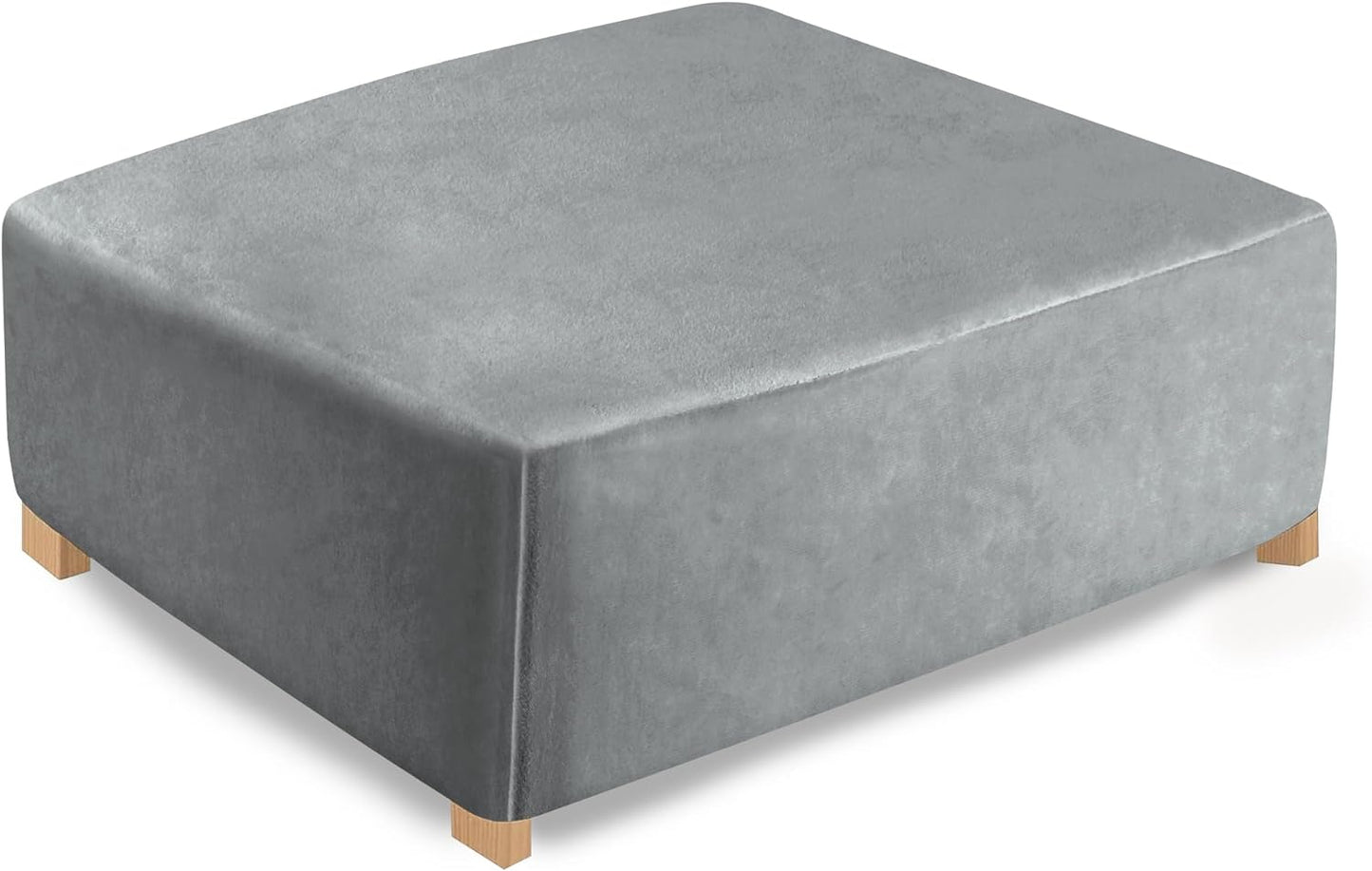 DUJUIKE Ottoman Covers Slipcover Square Ottoman Covers Protector for Footrest Foot Stool Furniture Stretch Comfortable Velvet with Elastic Bottom (Length & Width:13-18", Height:15-18", Light Grey)