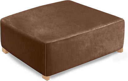 DUJUIKE Ottoman Covers Slipcover Square Ottoman Covers Protector for Footrest Foot Stool Furniture Stretch Comfortable Velvet with Elastic Bottom (Length & Width:13-18", Height:15-18", Light Grey)