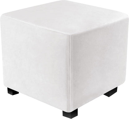 DUJUIKE Ottoman Covers Slipcover Square Ottoman Covers Protector for Footrest Foot Stool Furniture Stretch Comfortable Velvet with Elastic Bottom (Length & Width:13-18", Height:15-18", Light Grey)