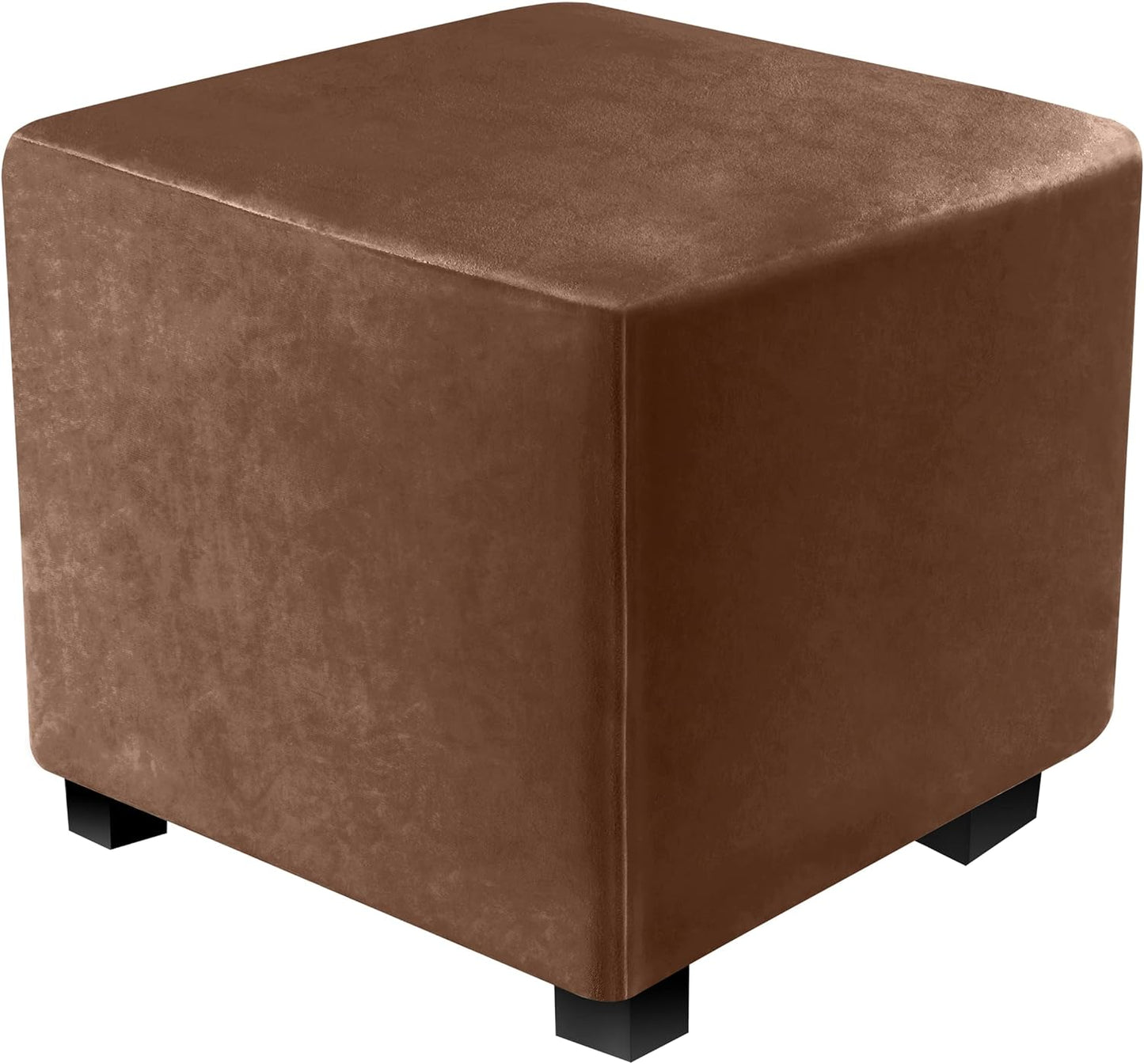 DUJUIKE Ottoman Covers Slipcover Square Ottoman Covers Protector for Footrest Foot Stool Furniture Stretch Comfortable Velvet with Elastic Bottom (Length & Width:13-18", Height:15-18", Light Grey)